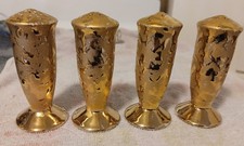 Two Sets Vintage Weeping Gold Salt and Pepper Shakers picture