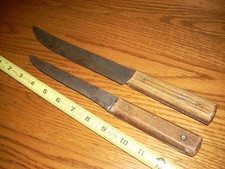 Lot of 2 Vintage Forgecraft Hi-Carbon Steel Knifes Wood Handle. picture