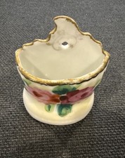 Antique Porcelain Cigarette Wall Pocket Match Holder Rose Gold Colored Trim picture