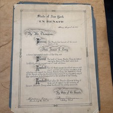 1933 Official New York State Senate Memorial Resolution  picture