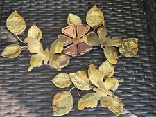 Vtg 2 Pc Homco Brass Copper Gold Metal Leaf Floral & Butterfly Wall Art Decor picture