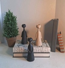 VTG Brutalist Style Set 3 Primitive Figurines; Planters/Candle Holder/Decor; picture