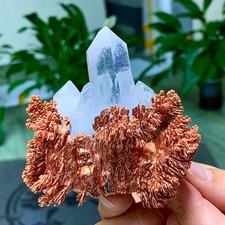 168G Natural Crystal Rare iridescent Native Copper+white quartz symbiosis picture