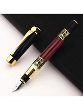 2pc Vintage Fountain Pen Set Fine Nib +100 Ink Cartridges Business Gift picture