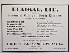 Plaimar Ltd Distillers Print Ad 1931 -  Essential Oils Fruit Essences Perth WA picture