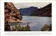 Scenic Norwegian Fjord Landscape Print - Vintage Wall Art 1939 picture