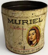 VTG Muriel Senators Cigar Tin Rustic Patina Industrial Farm Garage Decor No Lid picture
