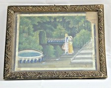 Vintage Lord Krishna & Radha Painting: Handcrafted Wooden Frame, Indian Art picture