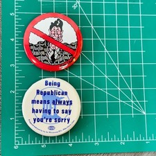 Anti-Reagan Anti-Republican Pins Buttons Pinbacks Political Lot of 2 picture