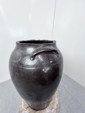 Vintage Large Brown Glazed Ceramic 5 Gal Crock Urn 17.5