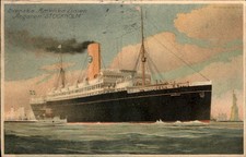 Stockholm Ocean Liner Ship Oscar Broms Ltd. c1920s-30s Vintage Postcard picture