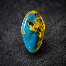 Lovely Natural Dominican Clear Deep Blue Amber Polished Stone 21mm picture