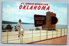 1960s Woman Native Dress Western Hills Ft. Gibson Reservoir OK Postcard picture