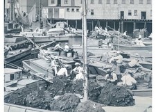 1929 Boston Italian Fishermen T-Wharf Fleet Nets Boats Glass Plate Negative OOAK picture