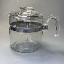 PYREX Flameware 7756 B Percolator 6 Cup Glass Coffee Pot Vintage Complete USA picture