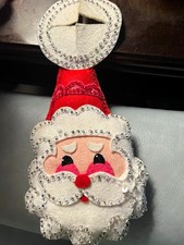 Vintage Bucilla Santa Claus Face Felt Door Knob Hanger  picture