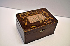 Antique Japanese Lacquer Box Gilt Bird Geisha Photo Meiji Era c1900 Rare Colle