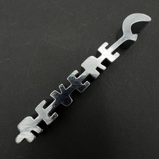 REVERE WARE bottle opener - vintage chrome Art Deco-style church key barware picture