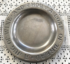 CC Cantrell Pewter Plate 'A Loaf of Bread A Jug of Wine and Thou' 9