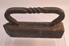 Antique Dale & CO Cast Iron Tailor's Sad Iron #16 Wrought Handle Look Read. picture
