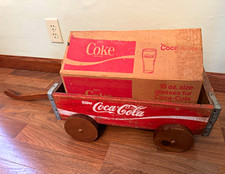 Coca-Cola Vintage Wooden Wagon Crate Chattanooga 1980 with 12 16oz bell glasses picture
