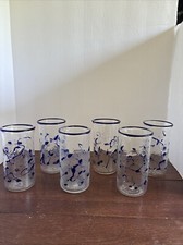 Charles Miner-Tesuque Glass Works 6 Art Glass Tumblers Blue 6