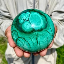 2.12LB Rare Natural Malachite quartz hand Carved sphere Crystal Healing Gem ball picture