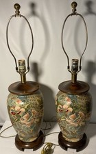 FREDRICK COOPER Gorgeous Matched Pair Hand Painted Raised Floral 29