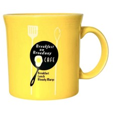 BREAKFAST ON BROADWAY CAFE Homer Laughlin FIESTA SUNFLOWER Java Mug MINT picture
