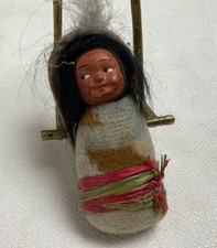 Antique Skookum Doll, Baby Doll On Cardboard Backing picture