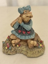 Vintage 1992 Frumps Mari Lee Bunny Rabbit Figurine Blue Dress Red Hearts Flowers picture