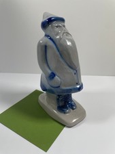 Vintage ELDRETH Salt Glazed Pottery Santa Chubby Figurine Signed 1988 picture