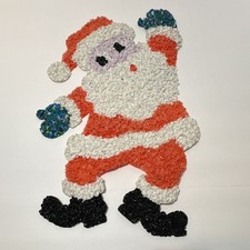 Vintage plastic popcorn waving Santa Claus 19” wall/door decoration picture