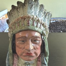 Antique or vintage ceramic Indian chief figural tobacco jar or humidor picture