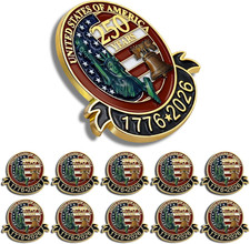 10PCS USA 250th Anniversary Lapel Pin 1776-2026 Patriot Independence Day picture