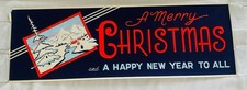 Vintage 1950s 60s Merry Christmas Happy New Year Poster Ski Store Display  34x11 picture