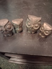 4 Vintage Brass Owls,2 are solildBrass picture