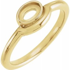 6x4mm Oval Bezel-Set Cabochon Ring Mounting Available 10K Yellow Gold Over Women picture