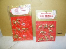 Vintage Merri Craft Gold Miniature Animals & Fawns New On Cards Crafts picture