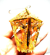 Vintage Danbury Mint Gold Plated Christmas Tree Ornaments / 2002 Lantern picture