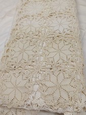 ANTIQUE COTTON HAND Crochet Coverlet TABLE CLOTH HAND MADE 72x82
