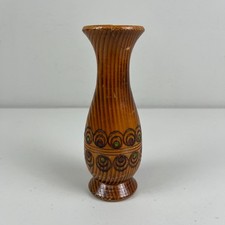 Vintage Russian Wood Vase Hand Carved 7.5
