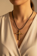 Artistic Olive Wood Cross Pendant picture