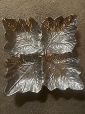 Vintage Cabbage Leaf Aluminum  Serving Dish or  Tray Platter  10.5'' x 10.5'' picture