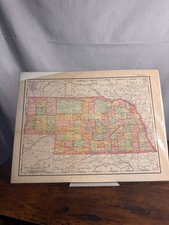 1893 Nebraska Map Antique Atlas Page Vintage Paper Historical Cartography picture