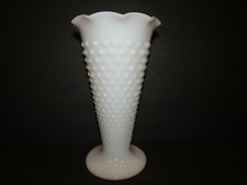 White Milk Glass HOBNAIL VASE 9.5