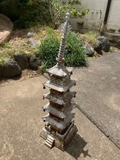 Showa Retro Iron Five-Storied Pagoda Metal Craft Ornament Antique 80cm picture