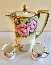 Vintage Hand Painted Chocolate Pot Set, Signed T. Sugimura picture