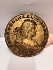 1796 Draped Bust Burwood Coin Plaque Wall Art gold tone 6.5’ diameter picture