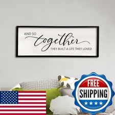 comurdyo Framed Wood Farmhouse Sign 32'X12' Love Wall Decor (Black) picture